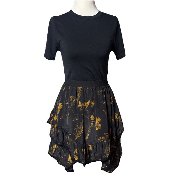 Allsaints Women’s EU 36 Nico Heligan floral-print lace-trimmed crepe skirt Fairy - Picture 3 of 11